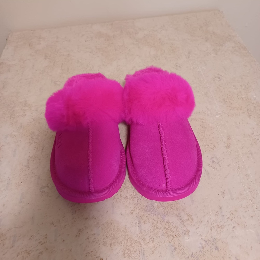 UGG Kids Hot Pink Fuzz Slippers